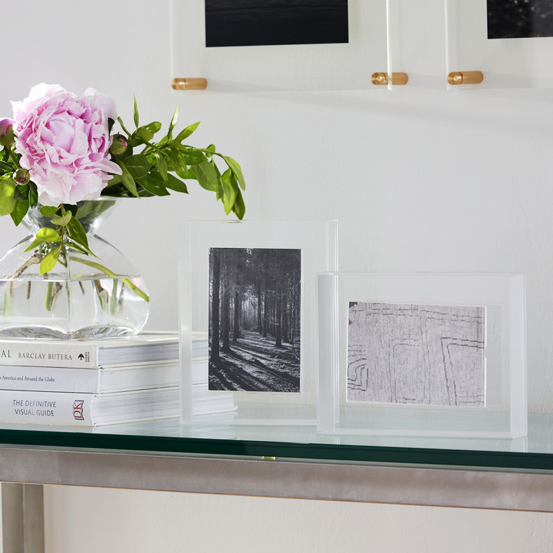 Float Frame for Tabletop or Wall with Magnetic Photo Holder, Neon Pink, 8" x 8"