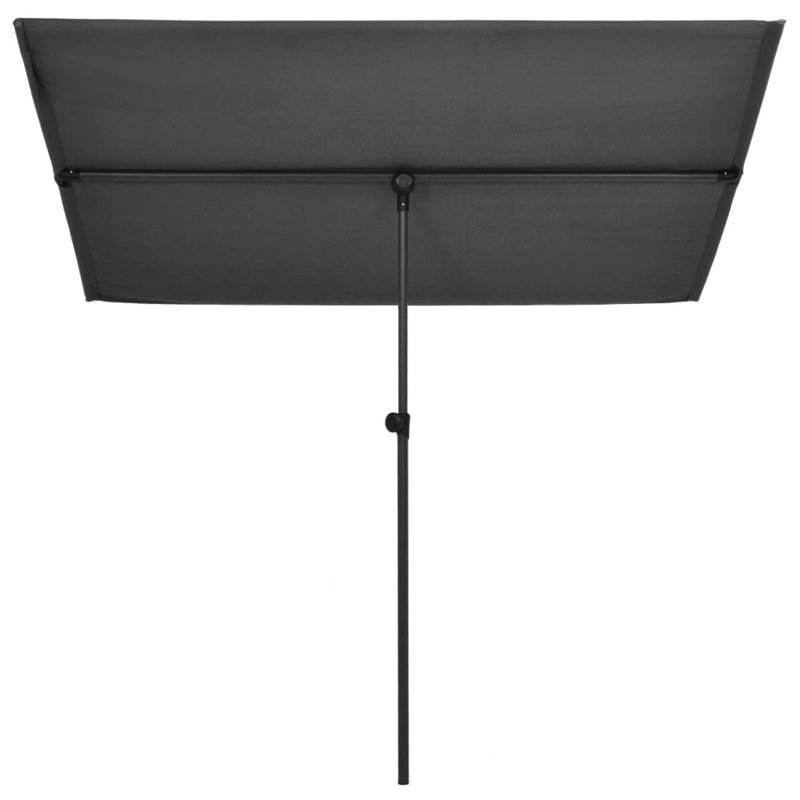 Anthracite Gray Rectangular Outdoor Market Umbrella with Aluminum Pole