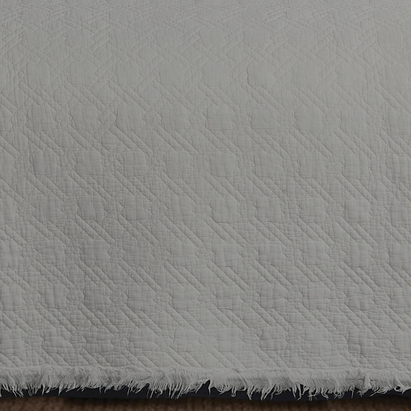 Ensemble de courtepointe réversible en coton Trellis, Gris, Courtepointe très grand et 2 très grandes taies