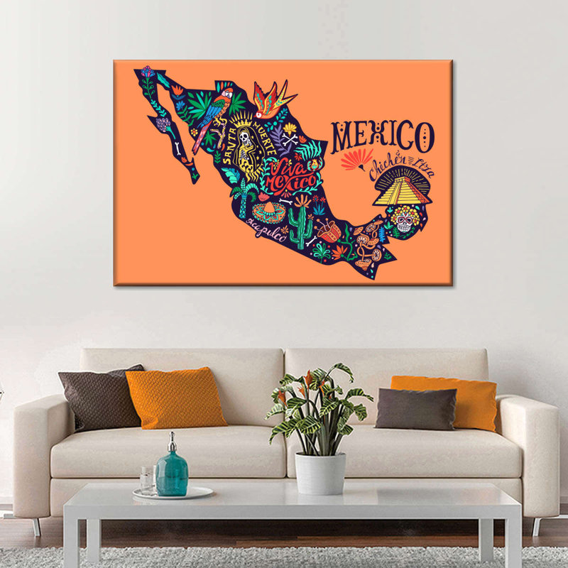 " Map Of Mexico ", 24" H x 36" W x 1.25" D