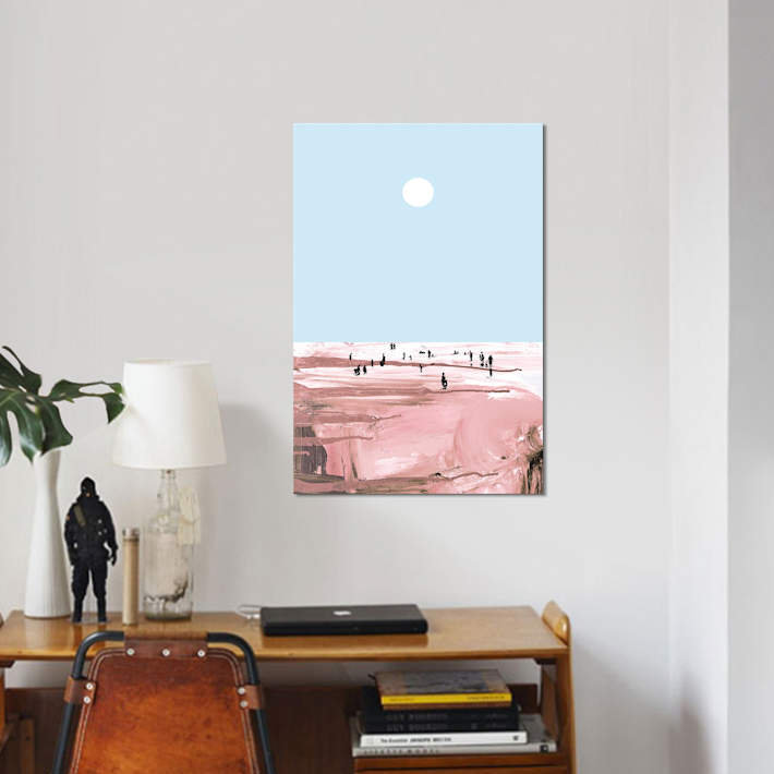 Reproduction d’art graphique rose Beach, H 26 po x l 18 po x P 1,5 po, Toile tendue