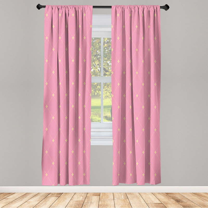Microfiber Floral Semi-Sheer Rod Pocket Curtain Panels, 28" W x 84" L, Pink