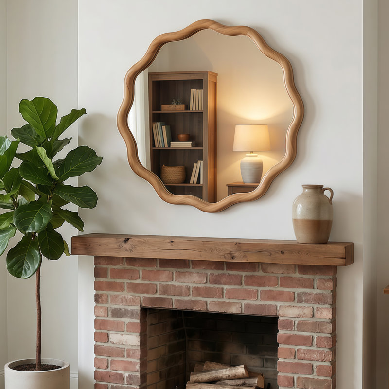 Miroir décoratif en bois pour chambre à coucher, salon, entrée, Oak