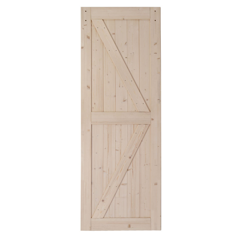 Porte de grange en bois à panneau non fini sans ensemble de quincaillerie d'installation, 30 po x 84 po