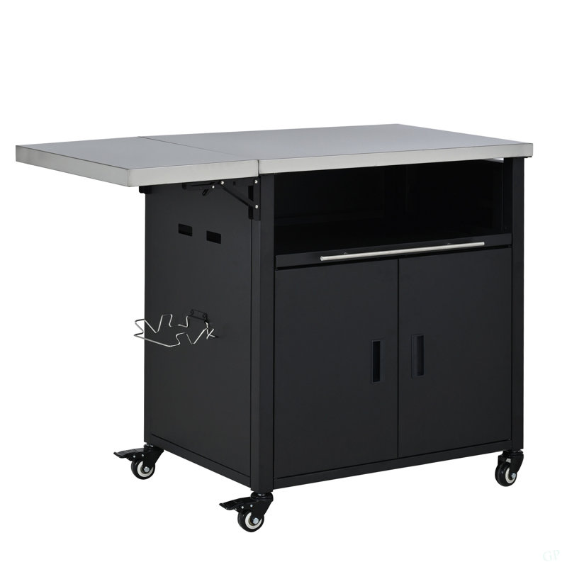 Chariot de barbecue pliable pour l'extérieur, Noir