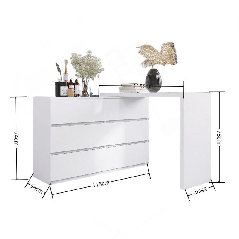 Commode 6 tiroirs sans poignée Dannielyn