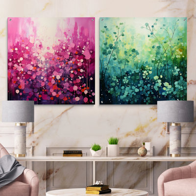 Retro Remix I - Abstract Collages Acrylic Wall Art Glass Set Of 2