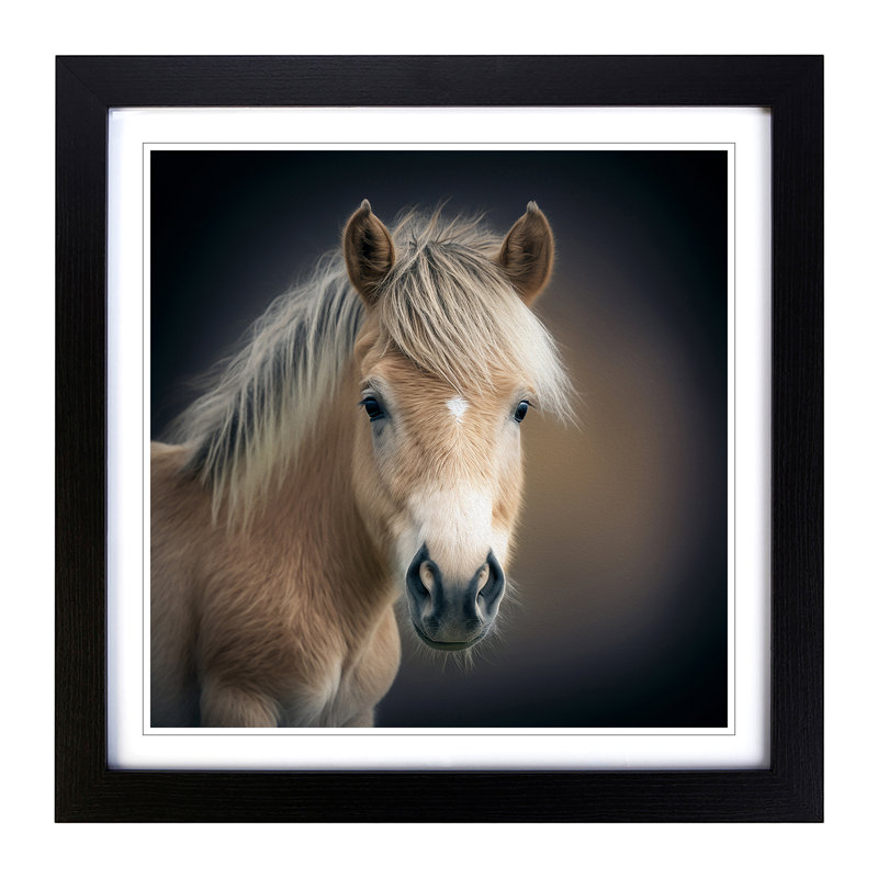 Pony No.1 - Single Picture Frame Print on Wood, Black