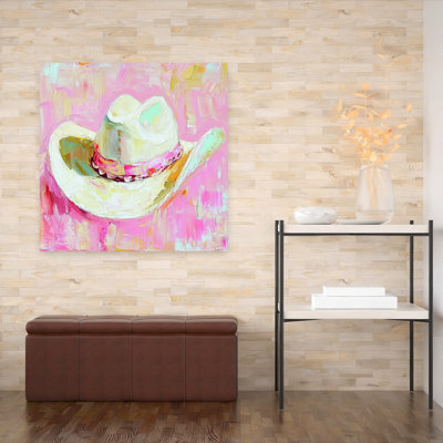 Pink Cowgirl Hat Abstract Contemporary Wall Art Print
