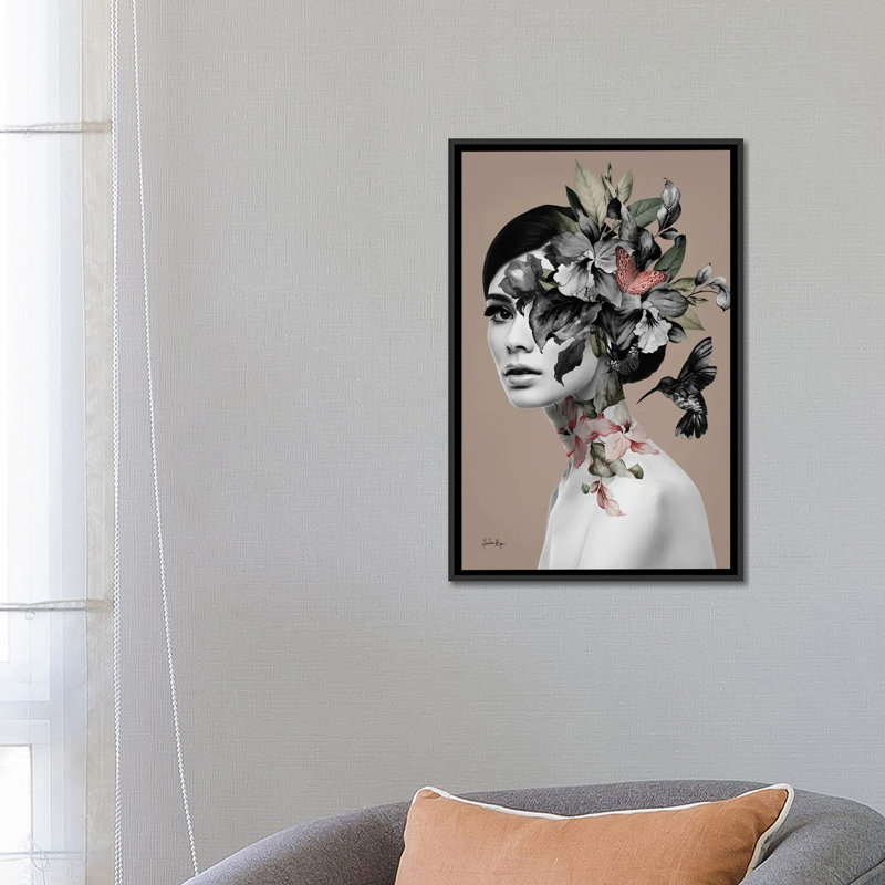 Pétala - reproduction d'art murale - toile encadrée, H 26 po x l 18 po, Impression encadrée sans passe-partout, Noir
