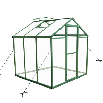 6X6 Ft Walk-In Greenhouse - Heavy Duty Aluminum Build Gain Height Windproof Design With Polycarbonate For Backyard All Season And Sheets Use