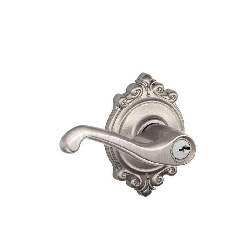 Flair Lever with Brookshire Trim Keyed Entry Lock, Yes, Satin Nickel, Keyed Alike