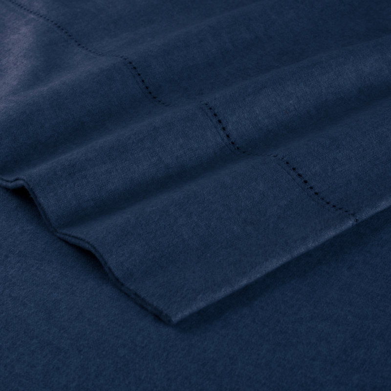Pointehaven 180 GSM Cotton Heather Denim Flannel Deep Pocket 4 pc Sheet Set, King, Denim, King Sheet Set with 2 Pillowcases