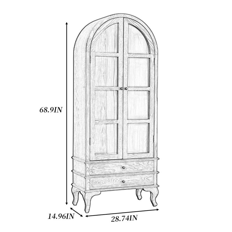 Solid Wood Arched Display Cabinet China Cabinet