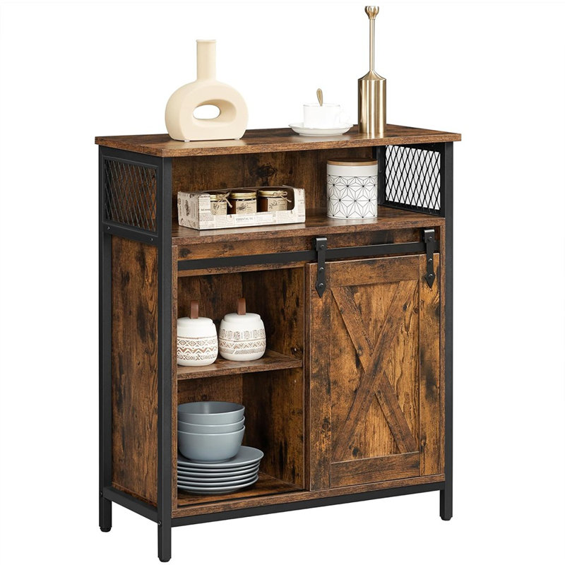 Sideboard Buffet With Sliding Barn Door & Adjustable Shelf