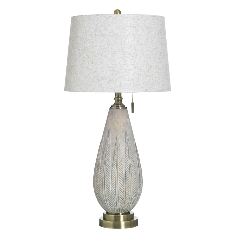 Lampe de table Poly - ivoire Delnice - abat-jour blanc
