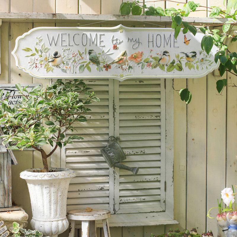 Outdoor Welcome Sign Porch Sign Welcome to My Home Sign for Front Door Garden Entryway,Farmhouse Wall Decor,32x8 Inch