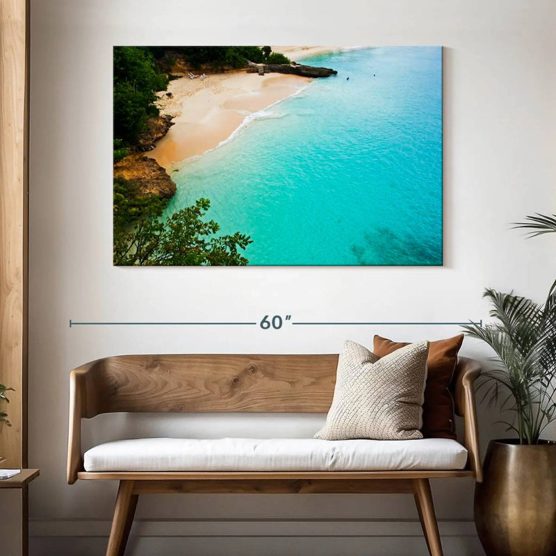 Gillard, plage de sable blanc, Anguilla, H 32 po x l 48 po