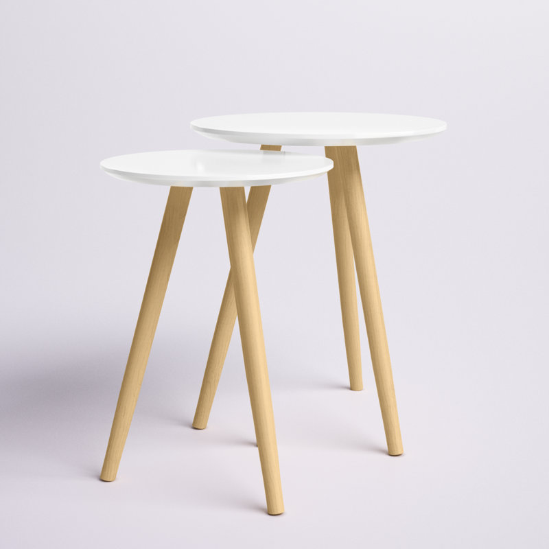 Ensemble de 2 tables d'appoint rondes Whitcher Mid-Century Modern