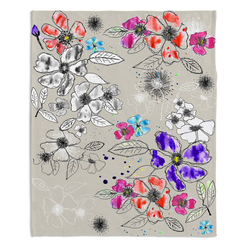 Couverture sherpa à la décomposition de fleurs, l 68 po x L 80 po