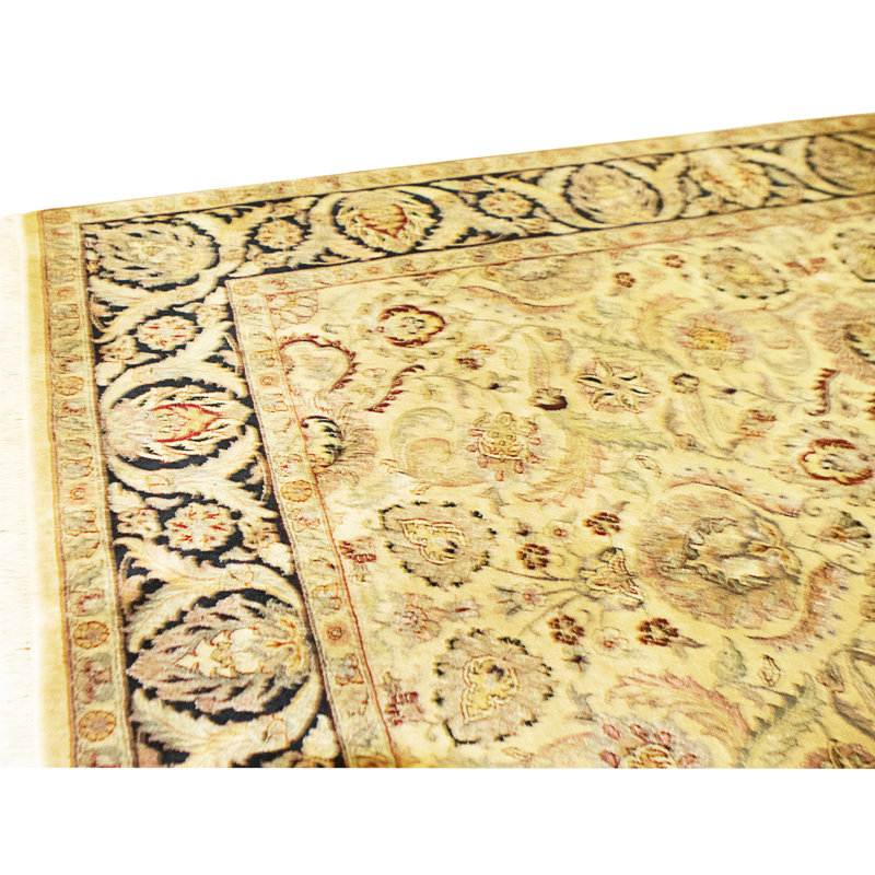 Hand Knotted Area Rug, Gold And Black, Rectangle 10'3" x 8'3"