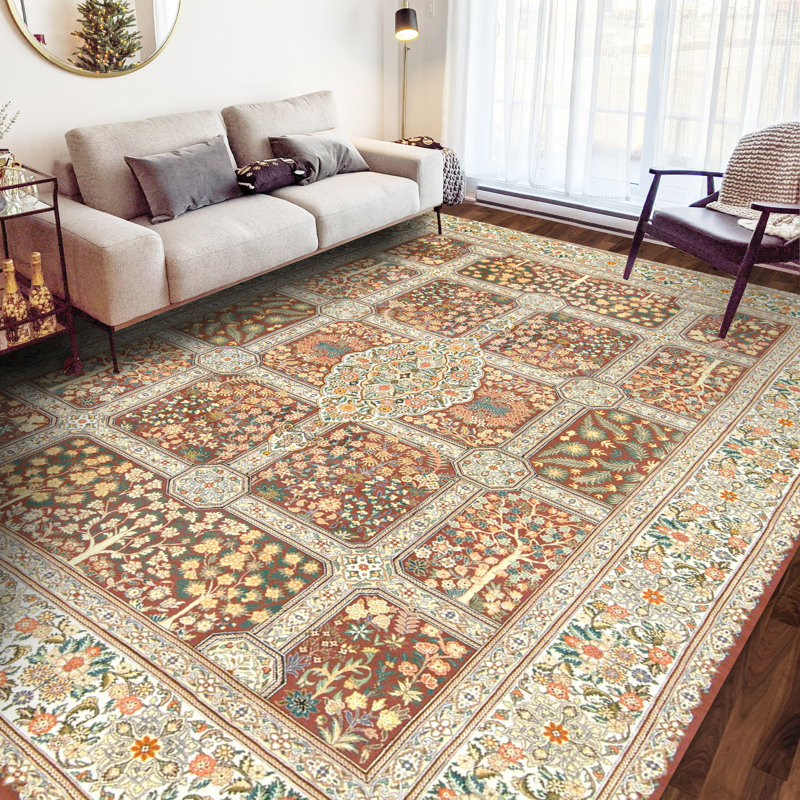 Tapis rectangulaire en laine noué à la main