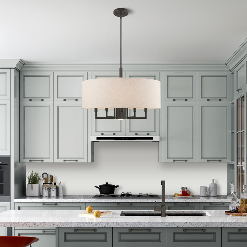 Bazilijus 6 - Light Dimmable Drum Chandelier, English Bronze
