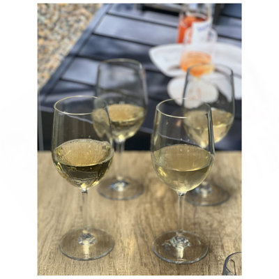 Ensemble de 4 verres à vin en plastique (12 oz), ensemble de verres à vin Tritan Hammer sans BPA, verres à vin rouges incassables, verres à vin blancs