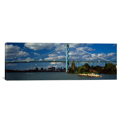 Panoramic Ambassador Bridge, Detroit River, Detroit, Wayne County, Michigan Photographic Print on Canvas