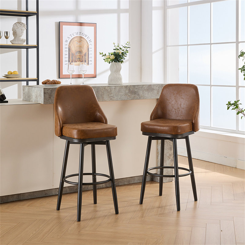Tabouret de bar pivotant et réglable, 24 po et 30 po, (ensemble de 2) polyuréthane