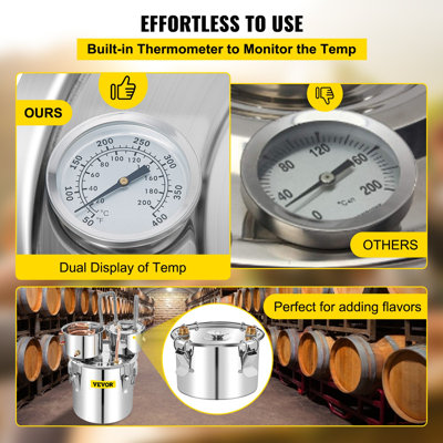 Ensemble de 13,2 litres d'alcool avec veilleuse à cuivre et distillateur à percussion VEVOR