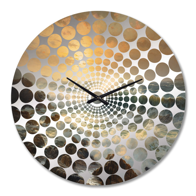 Horloge murale «Wild Ocean With Breaking Waves Golden Hour III», Très grand