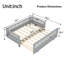 Base de lit convertible simple à double - lit plateforme en bois massif avec garde-corps gris-68980100-68980101