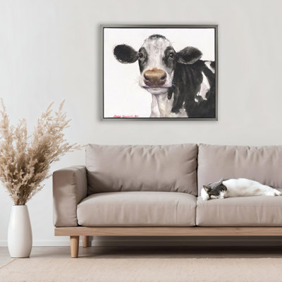 Cute Cow with White Spots Floating Frame, design by George Dyachenko