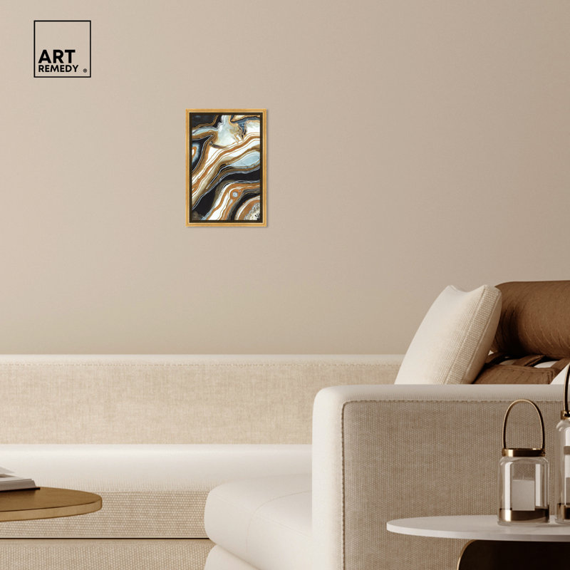 Black and Gold I, 16" H x 11" W, Gold Framed