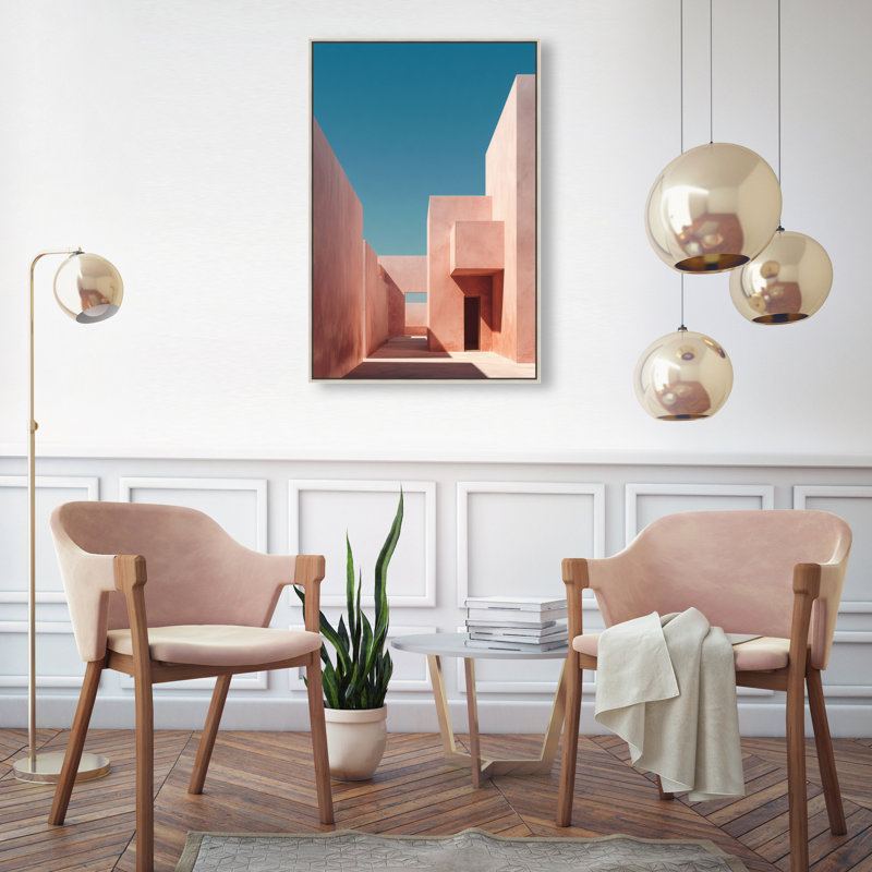 Structured Pink II Print by Oliver Gal, 31"H x 21"W, Silver Floater Frame