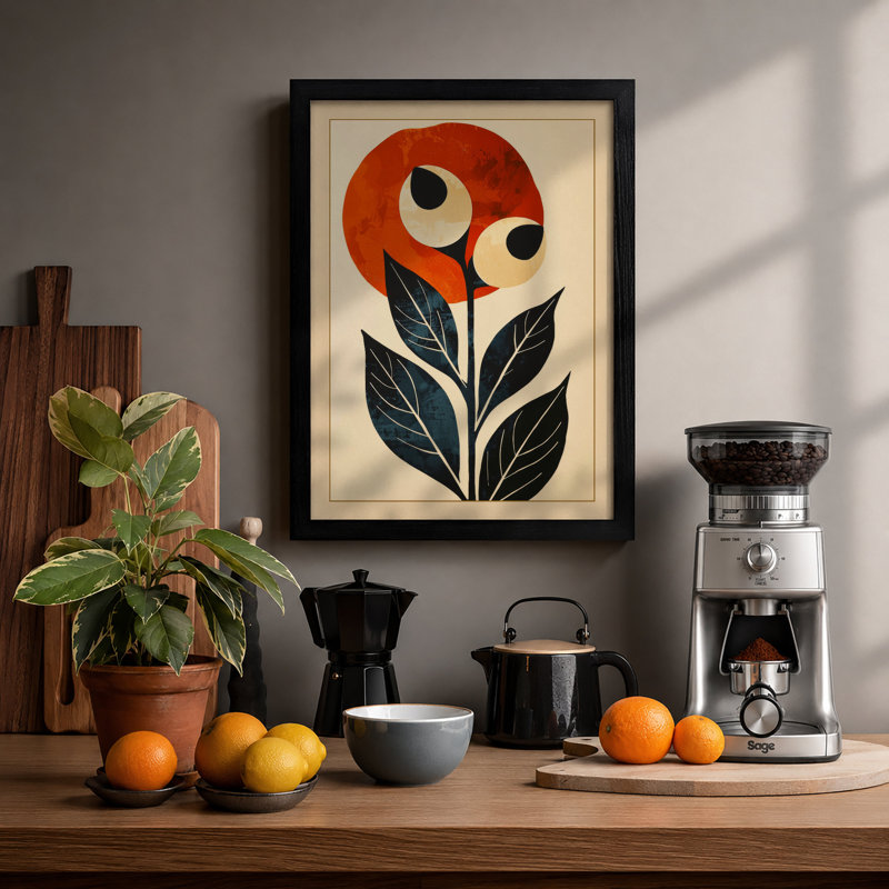 Whimsy Bloom Botanical - Framed Print, A4 - 29.7 x 21.0 cm, Black