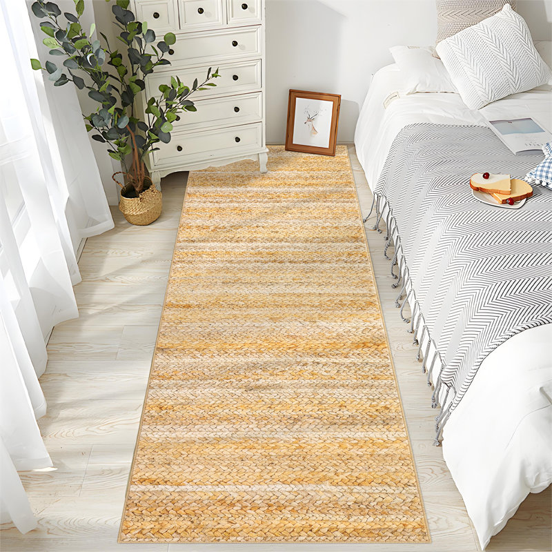 Machine Washable Runner Rugs 2x6 Modern Farmhouse Runners Non-Slip Gradient Runner Rug Soft Printed Braid Indoor Floor Carpet Rug for Hallway Kitchen Bedside Laundry, Orange