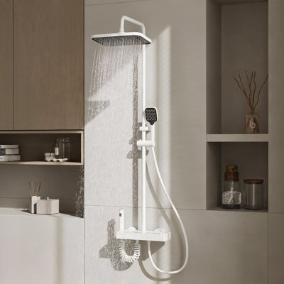 4-In-1 Shower Faucet System With LED Temperature Display, Anti-Clog Nozzles, Rainfall, Hand Shower, Tub Spout, And Spray Gun