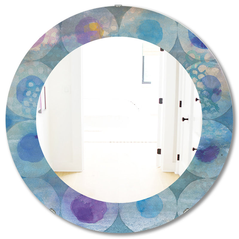 Watercolor Geometrical Circles II - Mid-Century Mirror, 31.5" H x 31.5" W