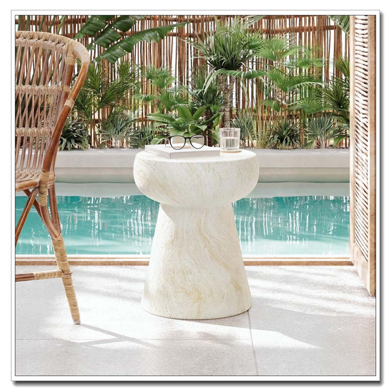 Table d'extérieur en béton pour l'extérieur, Beige, jaune en forme de champignon