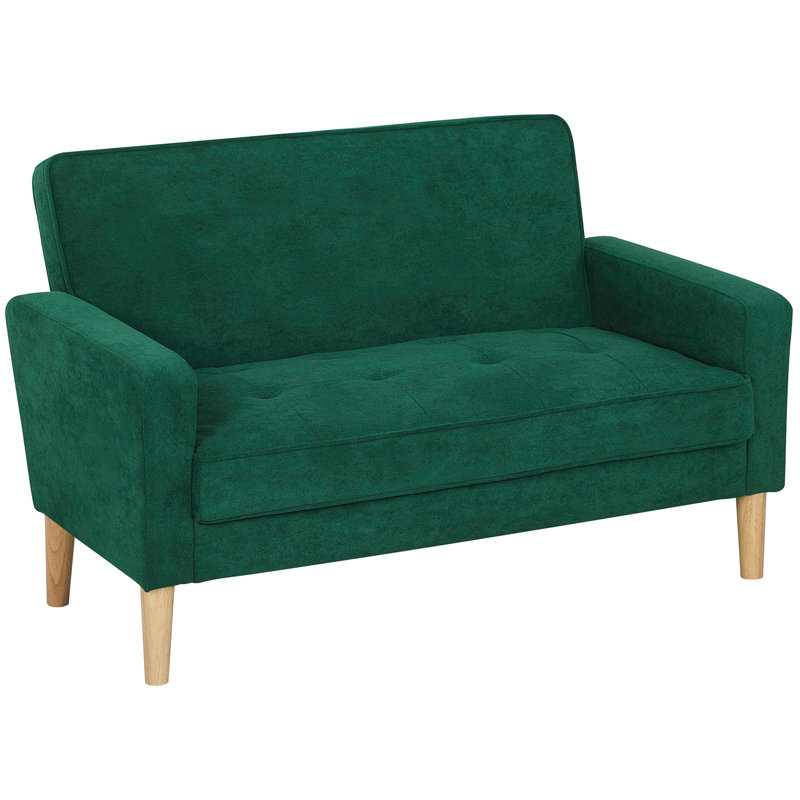 Solid Wood Polyester Loveseat, Green