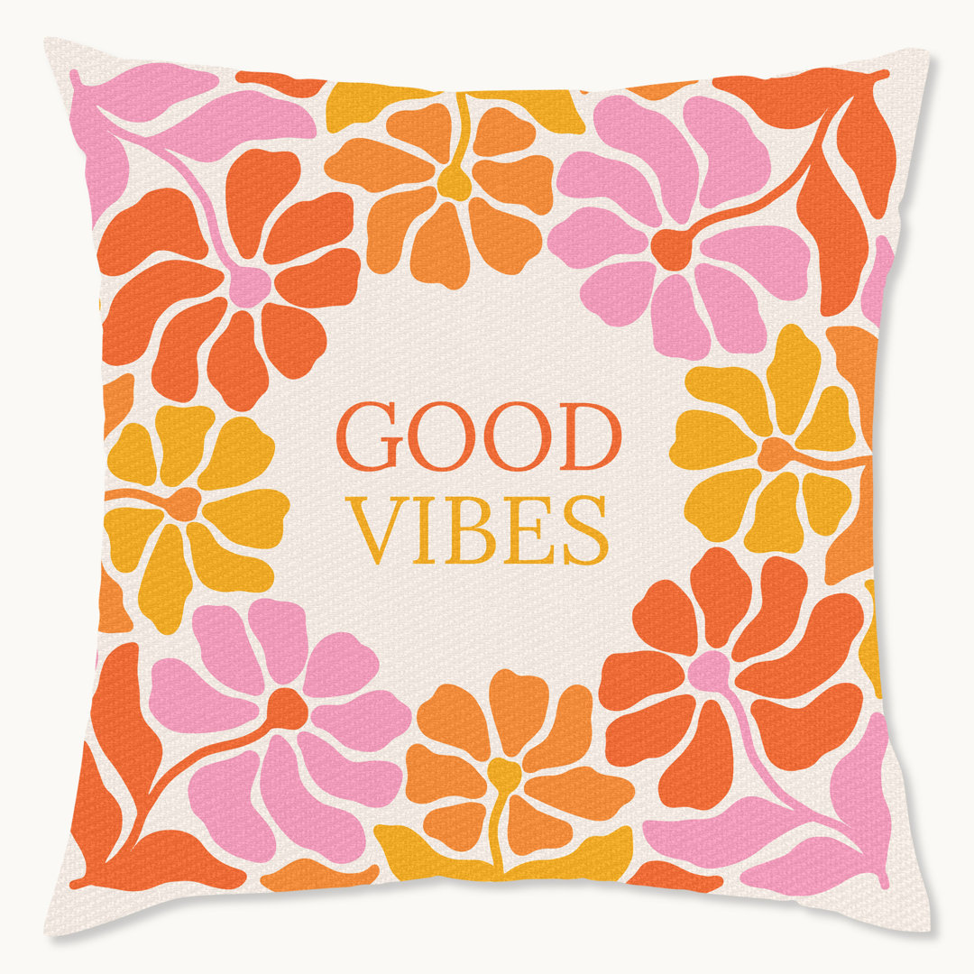 Floral Polyester Indoor/Outdoor Throw Pillow Wynwood Studio