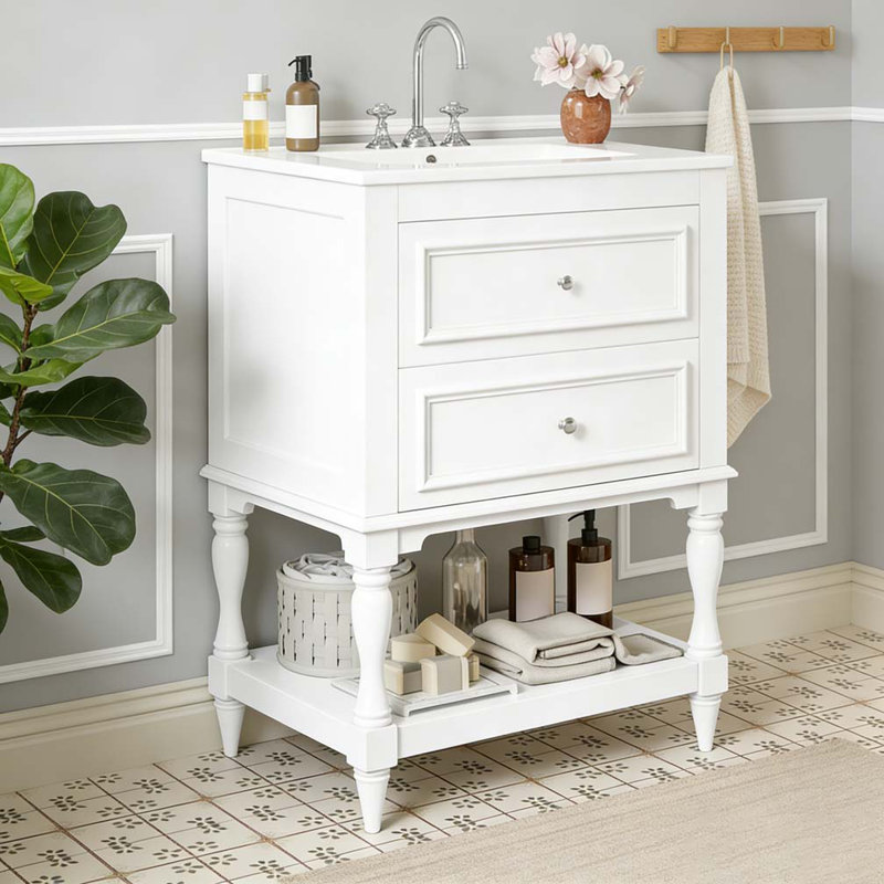 Meuble-lavabo 24 po avec lavabo en céramique, Blanc