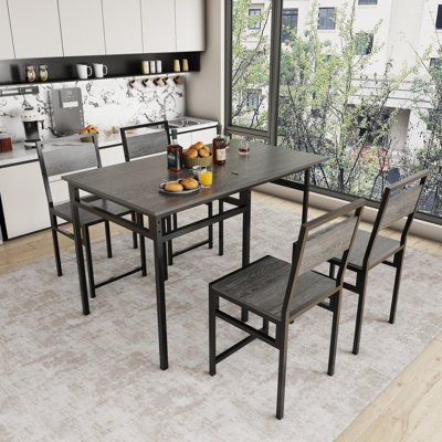 Ensemble de table et de chaises extensibles (table et chaises incluses), MDF et métal, style industriel moderne, pour petites cuisines