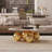 Cogliandro Luxury  Oversize Faux Marble Round Coffee Table With 4 Golden Spherical Base Modern Accent Piece for Living Room Decor