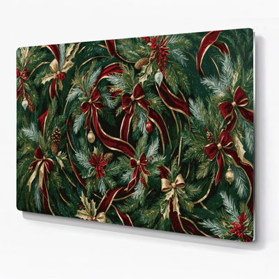 Christmas Christmas Wreaths Brown Metal Wall Art