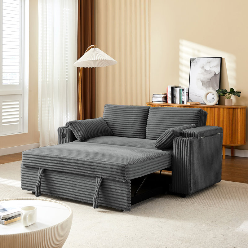 Canapé-lit convertible en tissu gris foncé, style moderne pour la maison