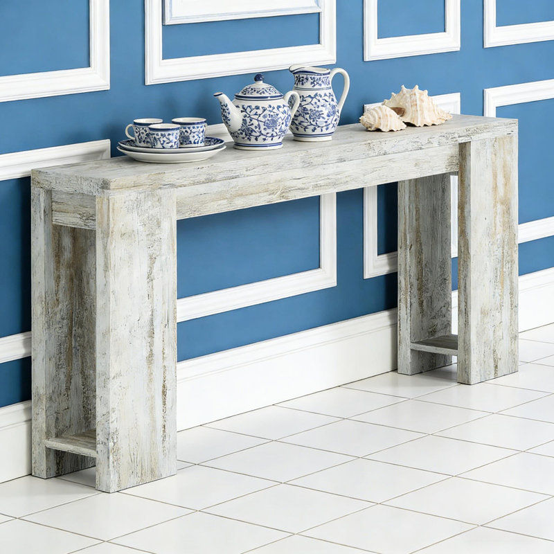 Table d'entrée en bois (table basse incluse), White