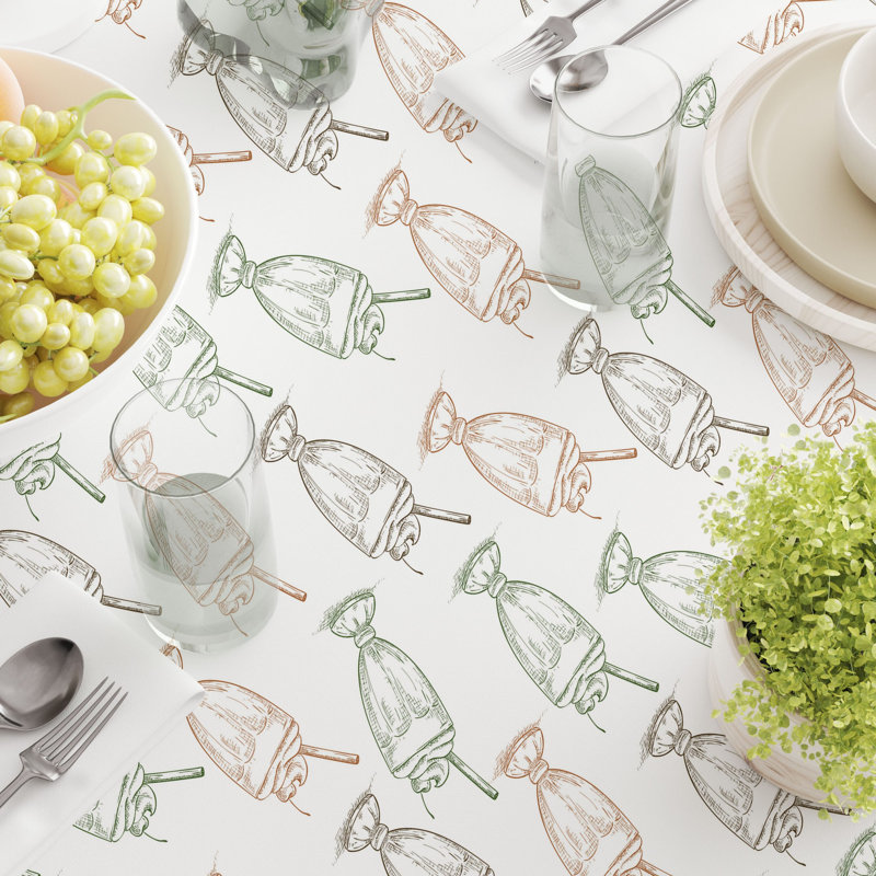 Square Tablecloth, 100% Cotton, 52X52", Ice Cream Social